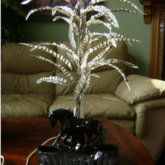 Vintage MCM 1950s Black Gray Horse Planter Accent TV Table Lamp - Picture 8 of 11